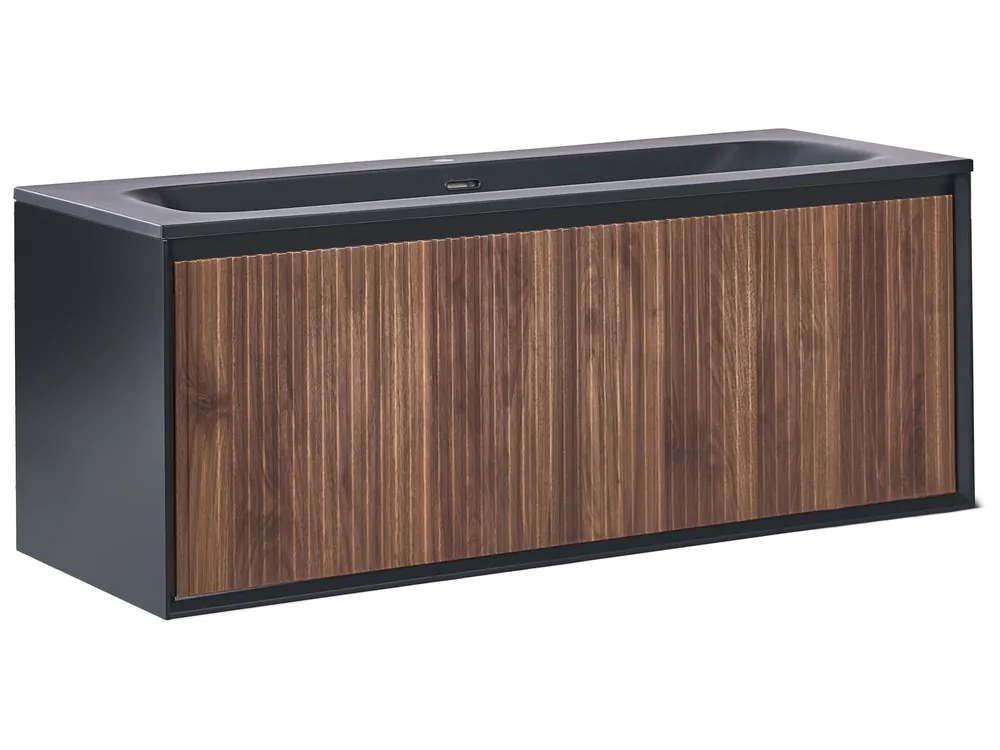 Mueble de baño suspendido con lavabo TITICACA Marrón oscuro