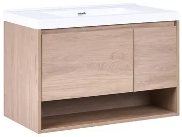 Mueble de baño suspendido con lavabo UMAYO Marrón claro