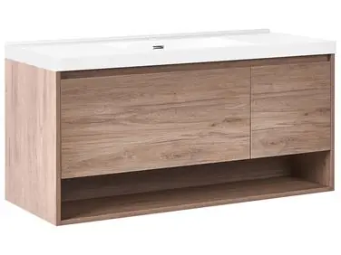 Mueble de baño suspendido con lavabo UMAYO Marrón claro