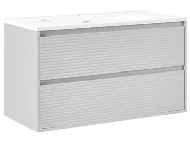 Wall Mounted Vanity Unit with Basin BAHIA Grey - Bathroom