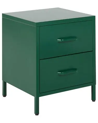 Mesita de noche 2 cajones MALAVI Metal Verde - Dormitorio