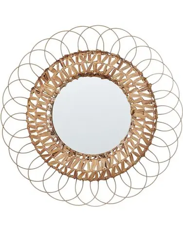 Wall Mirror PAMOL 67 cm 67 cm Wicker Natural - Home Accessories