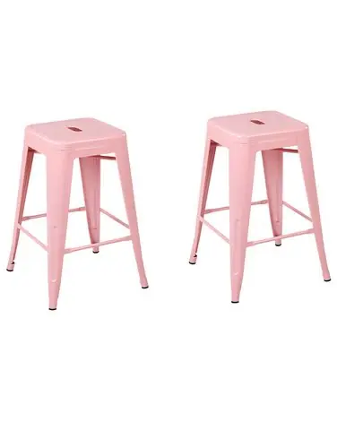 Conjunto de 2 sillas de bar CABRILLO Metal Rosa - Comedor
