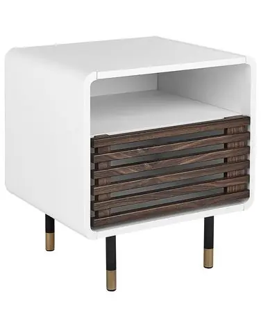 1 Drawer Bedside Table RIFLE White - Bedroom