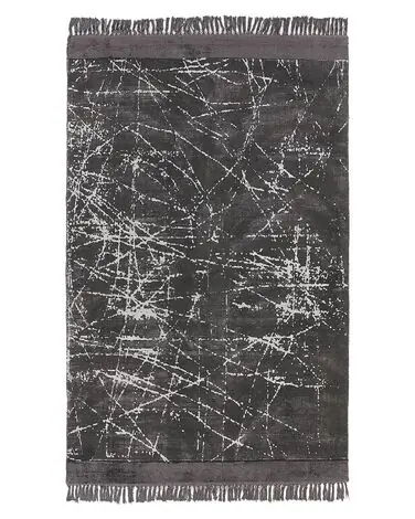 Alfombra HANLI Gris oscuro 140 x 200 cm Viscosa - Accesorios decorativos