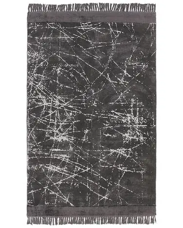 Alfombra HANLI Gris oscuro 160 x 230 cm Viscosa - Accesorios decorativos