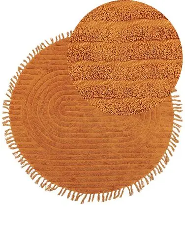 Alfombra HALFETI Naranja ø 140 cm Algodón - Accesorios decorativos