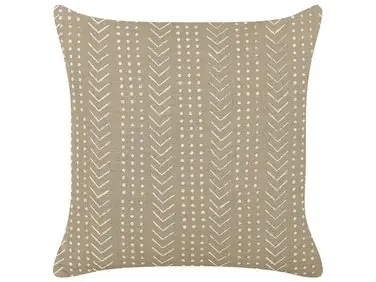 Throw Cushion SENECIO Cotton 45 x 45 cm Beige Geometric Pattern - Home Accessories