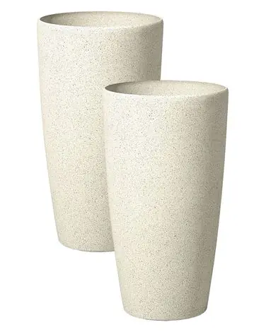 Set of 2 Plant Pots ABDERA 23 cm Light Beige - Garden & Balcony