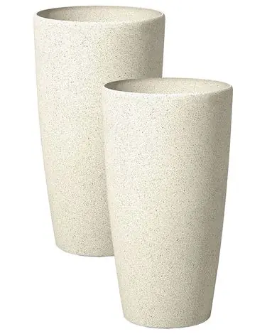 Set of 2 Plant Pots ABDERA 31 cm Light Beige - Garden & Balcony