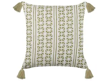 Throw Cushion SYRINGA Cotton 45 x 45 cm Green Geometric Pattern - Home Accessories