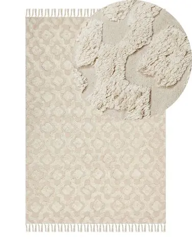 Alfombra AKSARAY Beige 140 x 200 cm Algodón - Accesorios decorativos