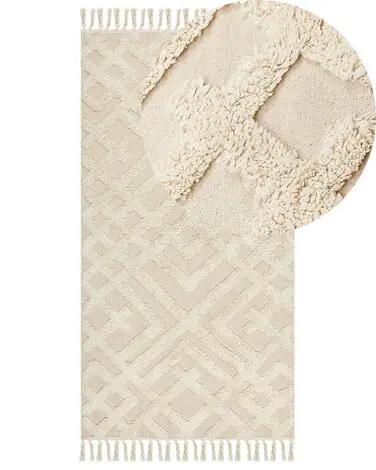 Alfombra ARDAHAN Beige 80 x 150 cm Algodón - Accesorios decorativos