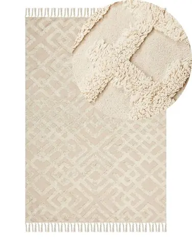 Alfombra ARDAHAN Beige 140 x 200 cm Algodón - Accesorios decorativos