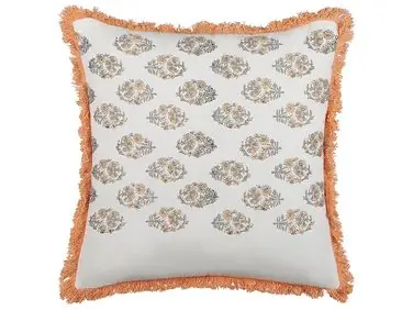 Throw Cushion SATIVUS Cotton 45 x 45 cm Orange Floral Pattern - Home Accessories