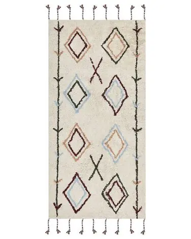 Alfombra CORUM Beige 80 x 150 cm Algodón - Accesorios decorativos