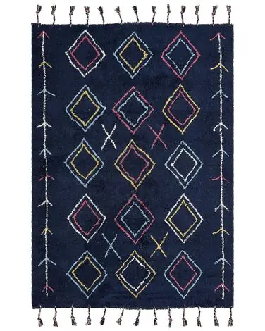 Alfombra CORUM Negro 160 x 230 cm Algodón - Accesorios decorativos