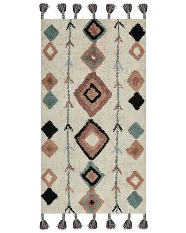 Alfombra ESKISEHIR Beige 80 x 150 cm Algodón - Accesorios decorativos