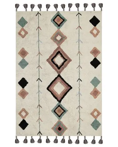 Alfombra ESKISEHIR Beige 140 x 200 cm Algodón - Accesorios decorativos