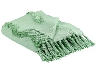 Blanket KHARI Cotton 125 x 150 cm Light Green - Home Accessories
