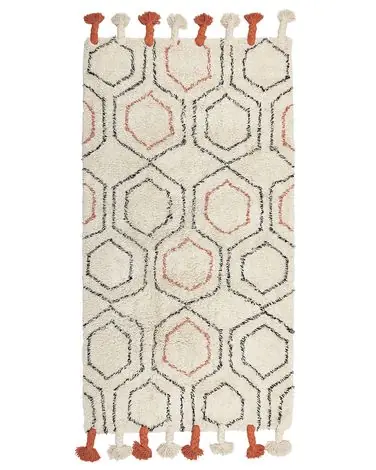 Alfombra HAJIPUR Beige 80 x 150 cm Algodón - Accesorios decorativos
