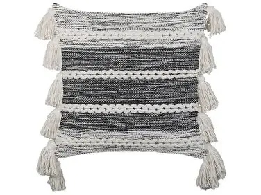 Throw Cushion ROCHEA Cotton 45 x 45 cm Black Striped - Home Accessories