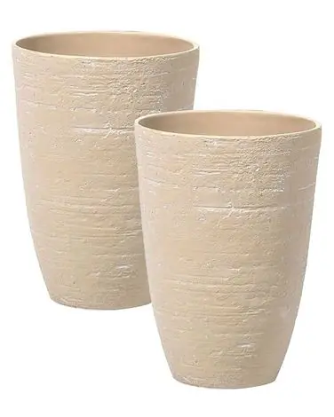 Set of 2 Plant Pots CAMIA 35 cm Beige - Garden & Balcony