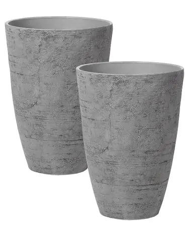 Set of 2 Plant Pots CAMIA 43 cm Grey - Garden & Balcony