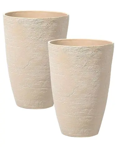 Conjunto de 2 macetas CAMIA 43 cm Beige - Jardín y balcón