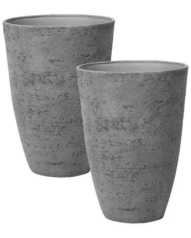 Set of 2 Plant Pots CAMIA 51 cm Grey - Garden & Balcony