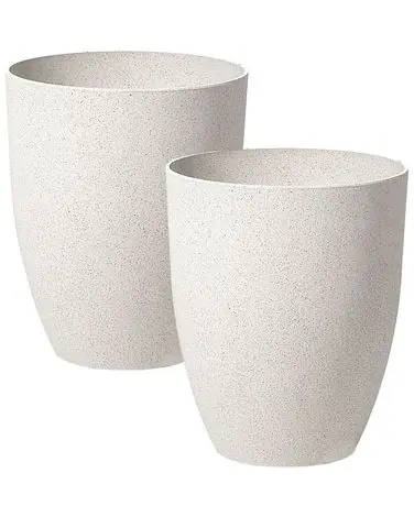Conjunto de 2 macetas CROTON 43 cm Blanco crema - Jardín y balcón