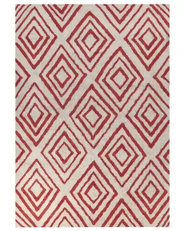 Alfombra HASKOY Rojo 160 x 230 cm Algodón - Accesorios decorativos