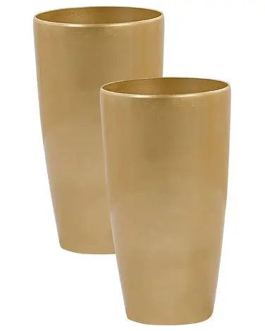 Conjunto de 2 macetas TSERIA 32 cm Dorado - Jardín y balcón