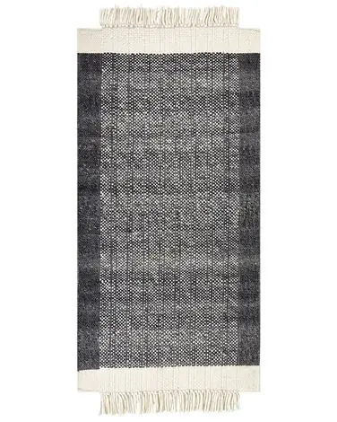 Alfombra ATLANTI Negro 80 x 150 cm Lana - Accesorios decorativos