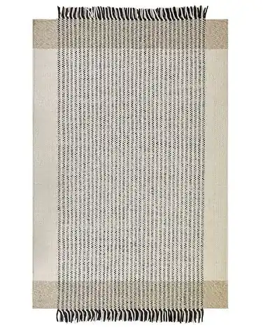 Alfombra DIVARLI Beige 140 x 200 cm Lana - Accesorios decorativos
