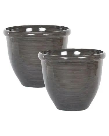 Conjunto de 2 macetas TESALIA 44 cm Marrón - Jardín y balcón