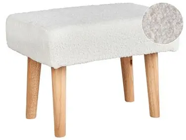 Taburete TAKOMA Bouclé Blanco - Sala de estar