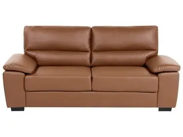 Sofa 3 Seater VOGAR Faux Leather Golden Brown - Living Room