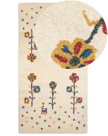 Alfombra HUSUNLU Beige 80 x 150 cm Lana Gabbeh - Accesorios decorativos