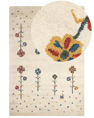 Alfombra HUSUNLU Beige 140 x 200 cm Lana Gabbeh - Accesorios decorativos