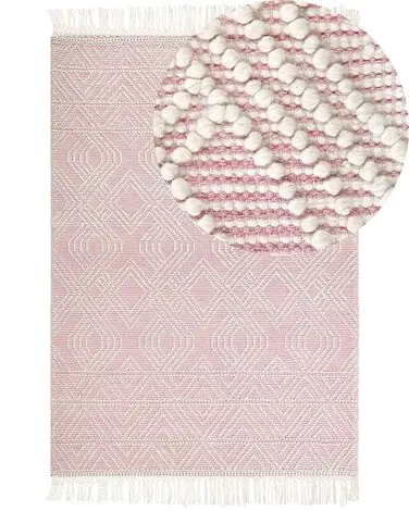 Alfombra ADANA Rosa pastel 160 x 230 cm Lana - Accesorios decorativos