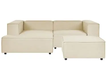 Sofá modular esquinero 2 plazas APRICA Lino sintético Beige con otomana Derecha - Sala de estar
