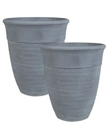 Set of 2 Plant Pots KATALIMA 43 cm Grey - Garden & Balcony