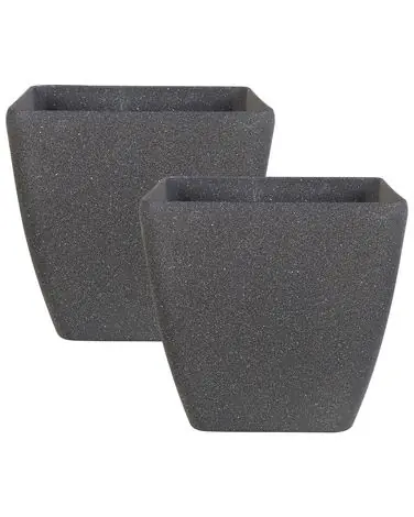 Set of 2 Plant Pots ZELI 49 cm Dark Grey - Garden & Balcony