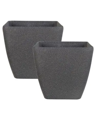 Conjunto de 2 macetas ZELI 42 cm Gris oscuro - Jardín y balcón