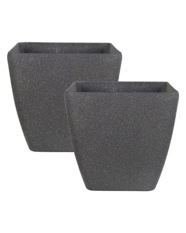 Conjunto de 2 macetas ZELI 34 cm Gris oscuro - Jardín y balcón