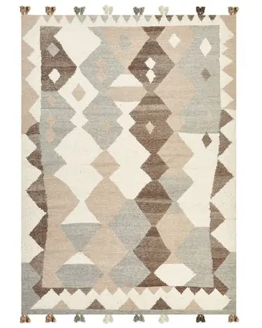 Alfombra ARALEZ Beige 200 x 300 cm Lana Kilim - Accesorios decorativos