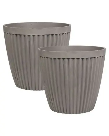 Conjunto de 2 macetas POKA 36 cm Gris pardo - Jardín y balcón