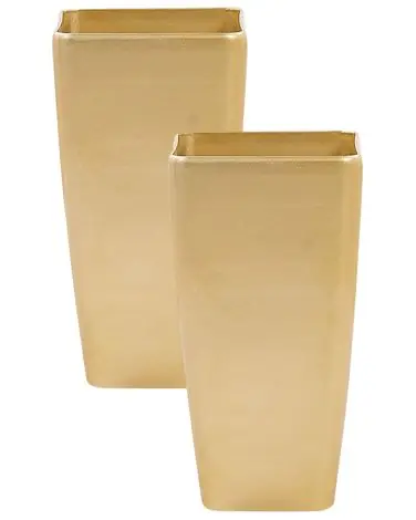 Set of 2 Plant Pots MODI 30 cm Gold - Garden & Balcony