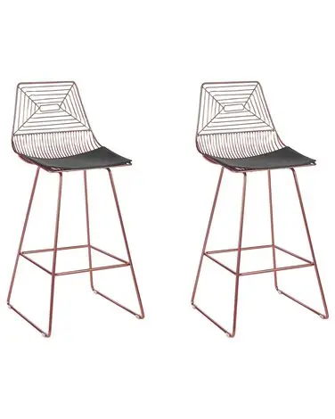 Conjunto de 2 sillas de bar BISBEE Metal Rosa dorado - Comedor